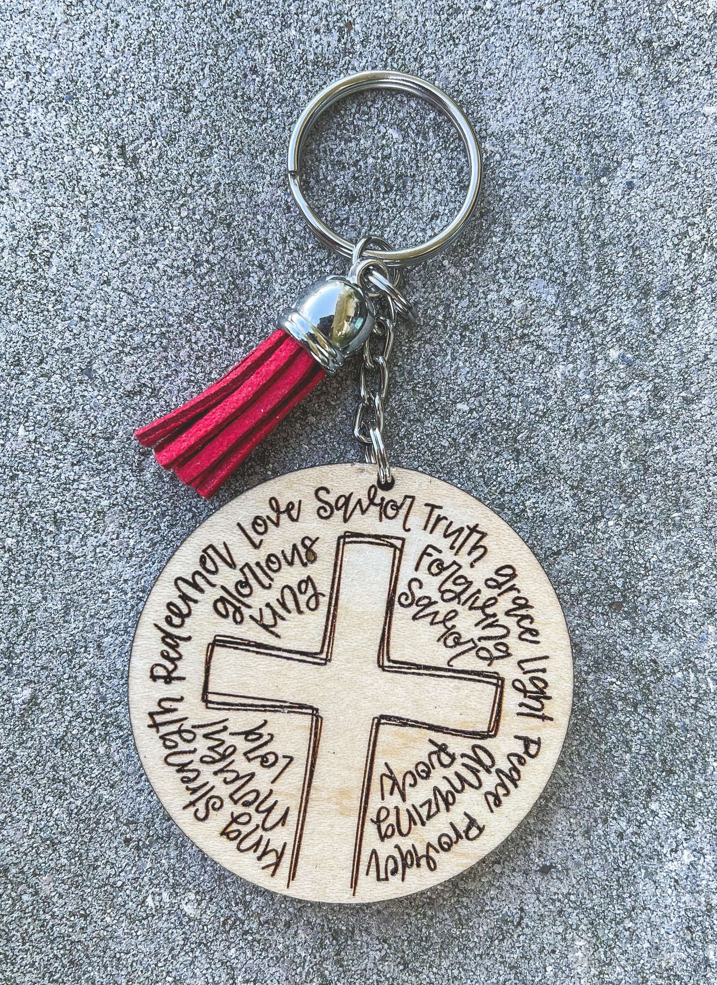 Cross Key Chain with Tassel