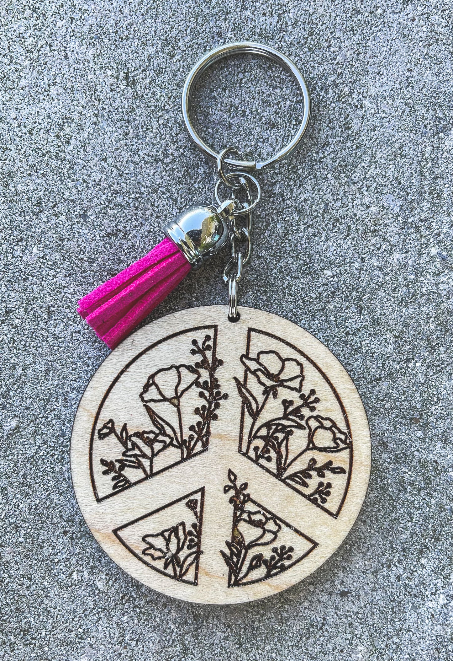 Flower Peace Key Chain with Tassel