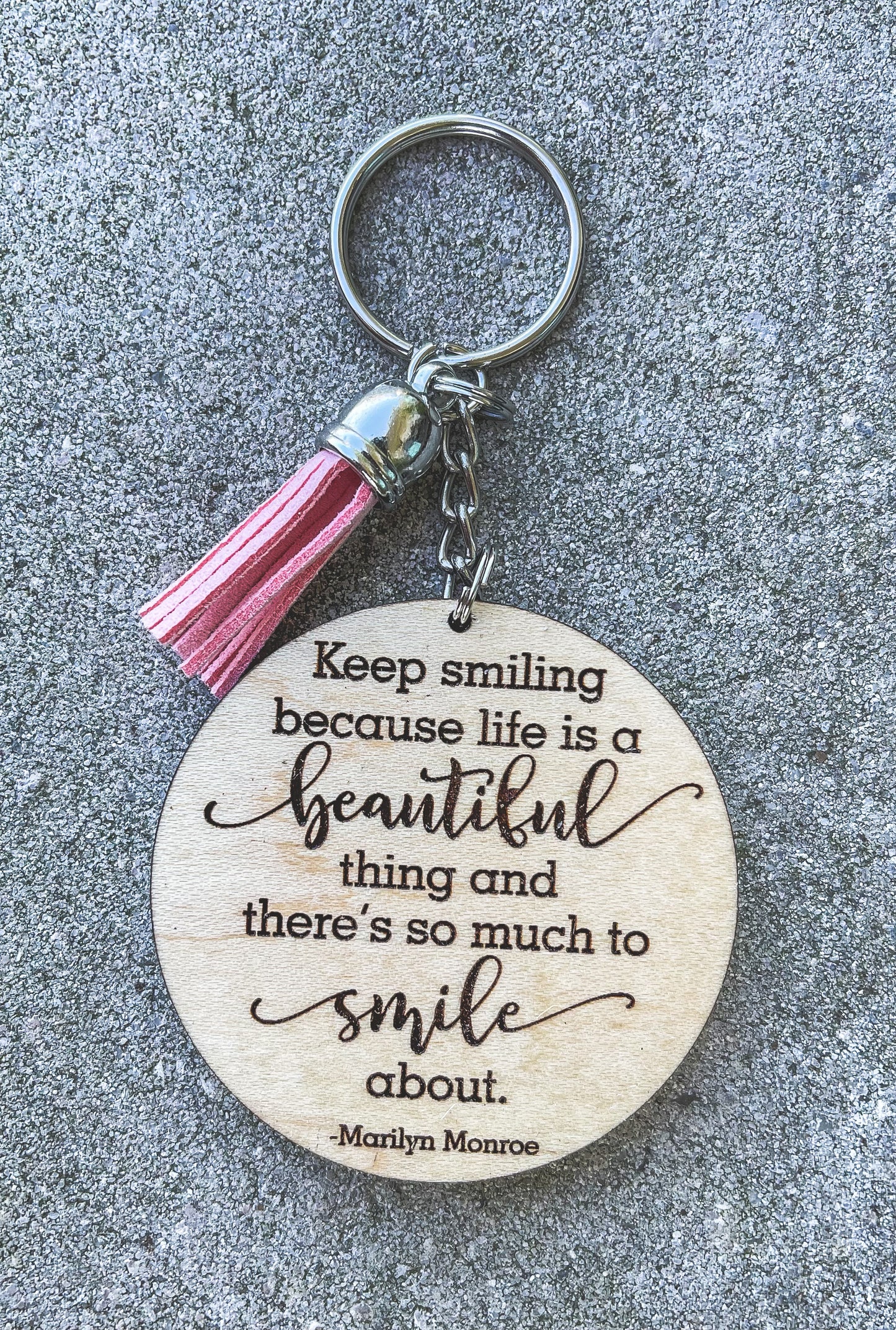 Keep Smiling Key Chain with Tassel