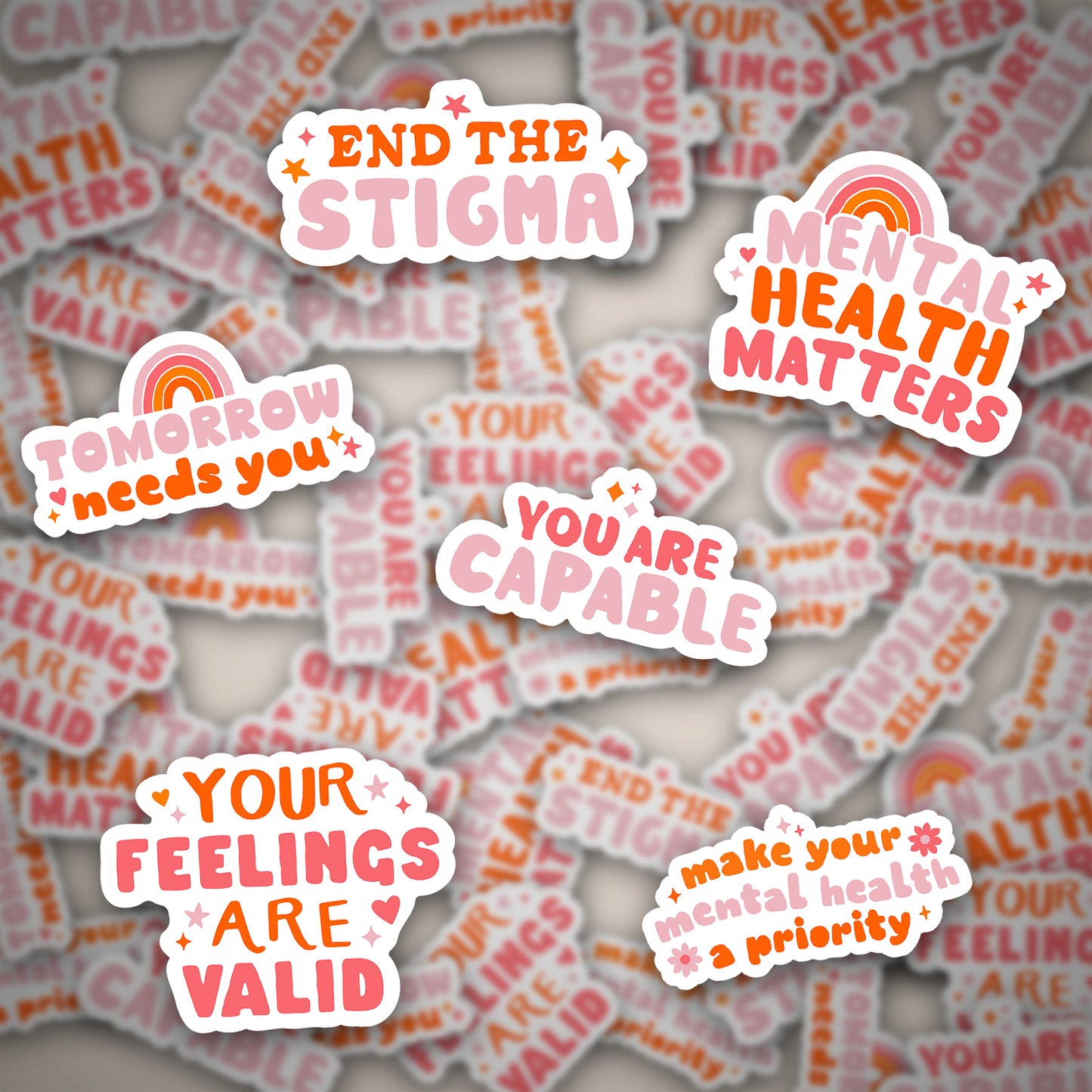 Holographic Mental Health Sticker Set