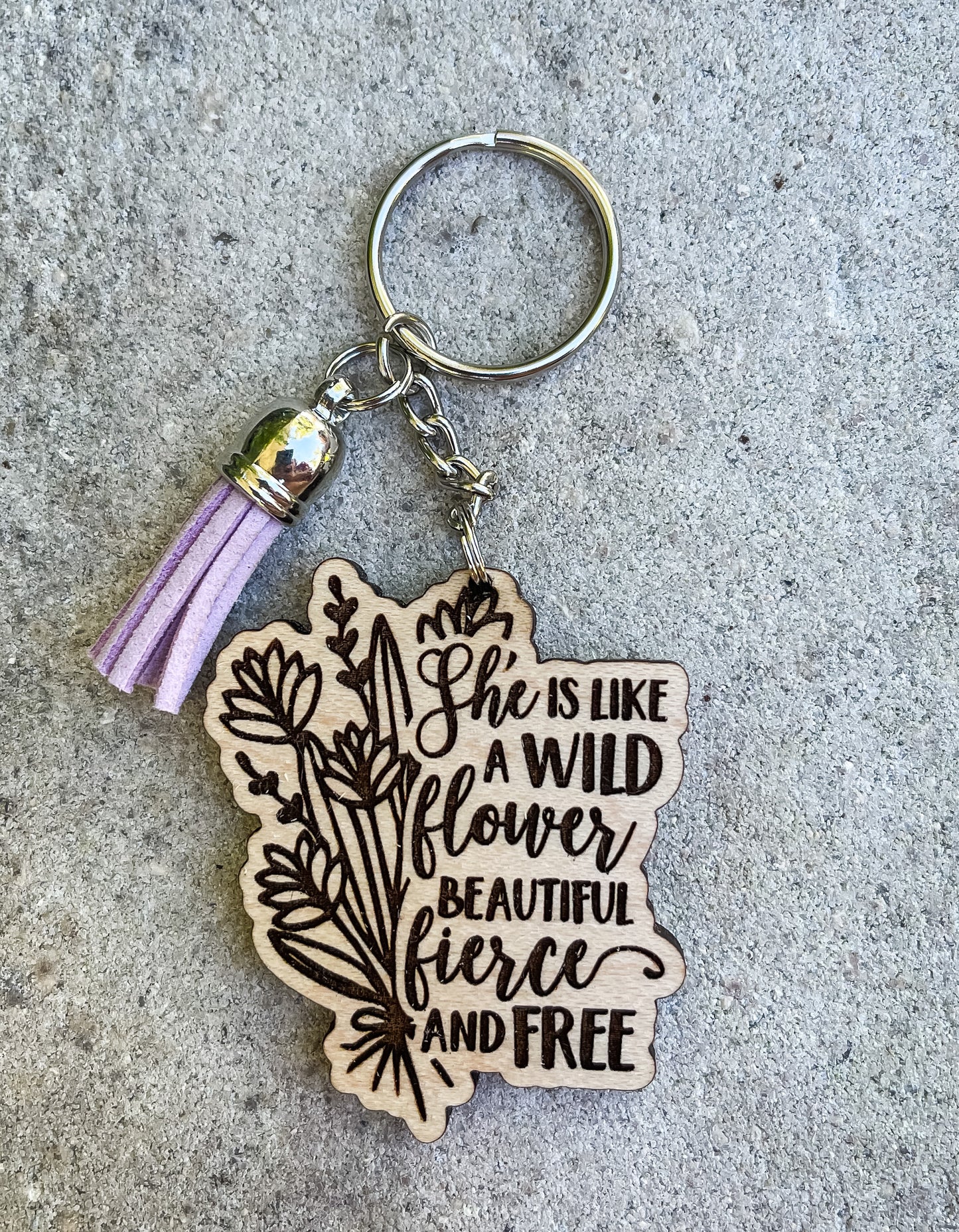 She Is Like A Wild Flower Key Chain with Tassel