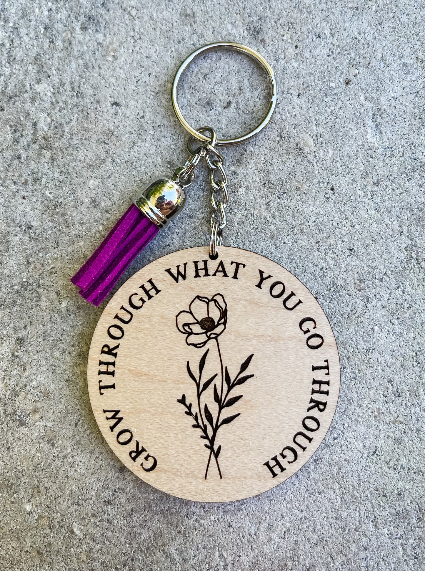 Grow Through What You Go Through Key Chain with Tassel