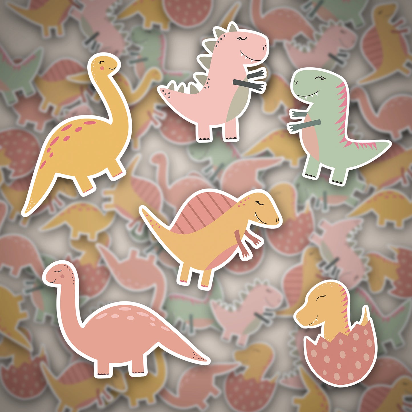 Holographic Girl Dino Sticker Set