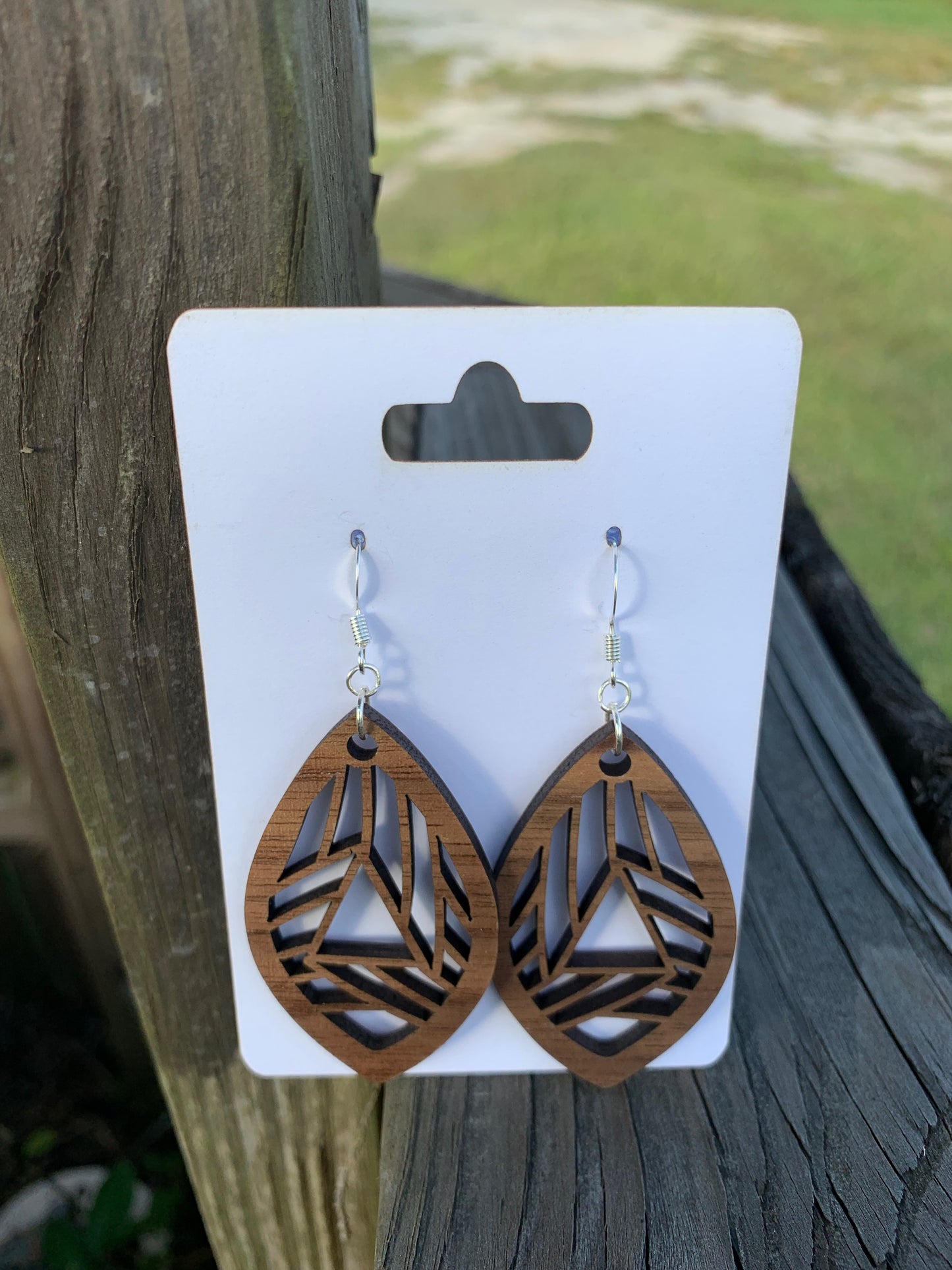 Triangle Stripes Wood Earrings (2 Inch)