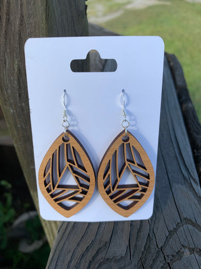 Triangle Stripes Wood Earrings (2 Inch)