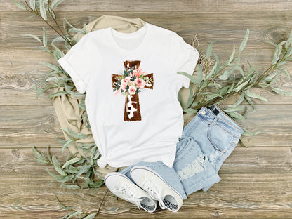 Floral Cow Cross Tee